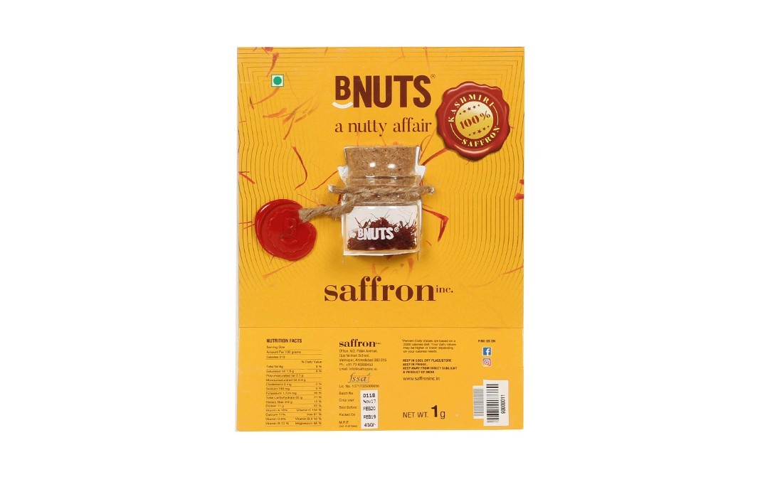BNuts Kashmiri Saffron    Pack  1 grams